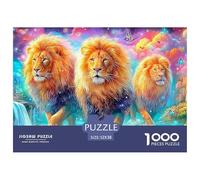 Three Lions Walk through Magical, Bright Landscape 1000-Piece Jigsaw Puzzle Lion Classic Educational Game for Family Puzzle Time 52x38cm/1000pcs