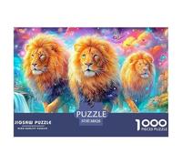 Three Lions Walk through Magical, Bright Landscape 1000 Piece Jigsaw Puzzle Lion for Boys, Girls, Men & Women 38x26cm/1000pcs