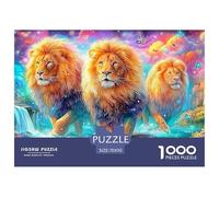 Three Lions Walk through Magical, Bright Landscape 1000-Piece Jigsaw Puzzle Lion Perfect for Men, Women, Elders & Seniors 70x50cm/1000pcs
