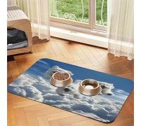 Three Little Dogs Flying Pet Food Mat 17.2x11.81in Absorbent Non-Slip PU Leather Feeding Mat for Dogs Cats Rubber Bottom Fast Drying Rollable Pet Bowl Placemat