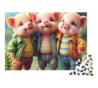 Three Little Pigs Cartoon Animals 1000 Piece Jigsaw Puzzle Paper for Adults 52x38cm/1000pcs