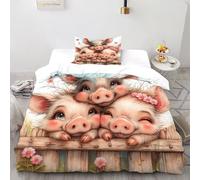 Three Little Pigs Double Duvet Set - Premium Microfiber Duvet Cover Sets 2 PCs Non Iron Luxury Bedding Set With Zipper Closure Single(135x200cm)