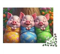 Three Little Pigs Jigsaw Puzzle for Adults 1000 Piece Jigsaw Puzzle Cartoon Illustration 1000 Pieces Puzzle Game Relaxation 38x26cm/1000pcs