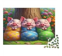 Three Little Pigs Jigsaw Puzzle for Adults 1000 Piece Jigsaw Puzzle Sleeping Scene Puzzle Game for Family Relax Decor Gift 38x26cm/1000pcs