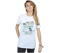Three Little Pigs Who´s Afraid Of The Big Bad Wolf Cotton Boyfriend T-Shirt Disney White XXL