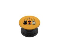 Three Little Spooky Cats Witch Mummy Black Cat Halloween PopSockets Adhesive PopGrip