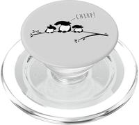 Three little tapir birds on a branch "Chirp!" PopSockets PopGrip for MagSafe