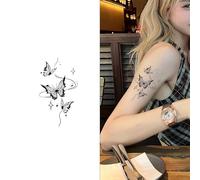 Three Lives Dish Herbal Tattoo Sticker, Semi-Permanent, Non-Reflective, Waterproof, Realistic, No Color Loss, Lasts 2 Weeks, Fake Tattoos, Temporary Tattoos(2pcs)