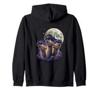 Three Llama Howling At Full Moon Night Sky Zip Hoodie