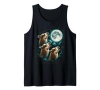 Three Llamas Calling Beneath Full Moon Tank Top