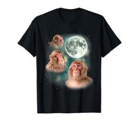 Three Macaque Moon | 3 Macaque Funny Weird Cursed Meme T-Shirt