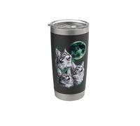 Three Maine Coons Howling at the Moon, 3 Hungry Cats Meowing Stainless Steel Insulated Tumbler