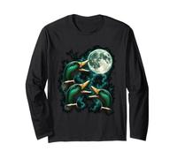 Three Mallard Ducks Calling Beneath Full Moon Long Sleeve T-Shirt