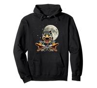 Three Mallard Ducks Howling At Full Moon Night Pullover Hoodie