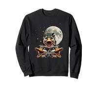 Three Mallard Ducks Howling At Full Moon Night Sweatshirt