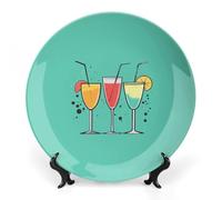 Three Martini Cocktail Decorative Plate Dish Bone China Dinner Plates Tray Decor Trinket for Home Kitchen