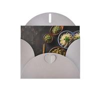 Three Meals a Day print Gray Pearlescent Paper Holiday Card with Envelope. Suitable for birthday wishes wedding congratulations and condolences.
