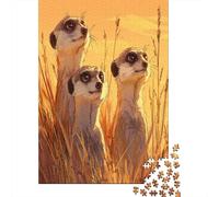 Three Meerkats Standing on The Savannah Puzzle 38x26cm/1000pcs Erwachsene Puzzle,Home Decor