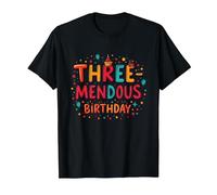 Three-mendous Birthday Boy 3 Celebration T-Shirt, Men, Black, 3XL
