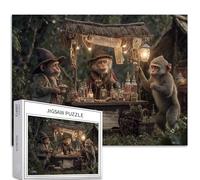 Three Monkeys Setting up a stall 1000 Piece Jigsaw Puzzles for Adults Halloween Market Art Jigsaw Puzzle Challenging Family Activity Games Colorful DIY Craft Puzzle for Home Decor Gifts 27×20 Inches