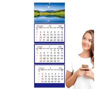 Three-Month Calendar 2025 - 3-Month Wall Calendar 2025, Lay-Flat Calendar | Vertical, Calendar December 2024 - January 2026, 32.7 x 13 Inch Calendar for Planning