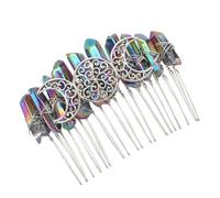 Three-moon Crystal Handmade Hair Comb for Women Halloween Season | Copper Wire and Zinc Alloy, Elegant Reusable Side Comb for Updos, Braids, Banquets, Evening Parties
