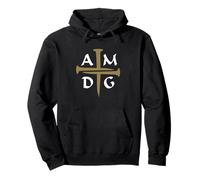 Three Nails Cross AMDG Ad maiorem Dei gloriam Pullover Hoodie
