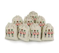 Three Nutcracker Soldiers Drawstring Goody Bag 8 Pcs Reusable Gift Bags Cotton And Hemp Bunches Pocket for Halloween Christmas Parties