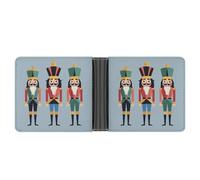 Three Nutcracker Soldiers Leather Wallet Slim Bifold Wallets PU Cloth with 12 Card Long Clutch Handbag for Men Women