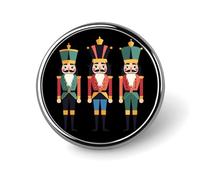 Three Nutcracker Soldiers Round Brooch Pins Lapel Tie Badge Metal Memorial Button Pin Kit for Hat Shirt Clothing Bags Decor
