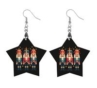 Three Nutcracker Vintage Women Dangle Earrings Elegant Wooden Pendant Earring for Daily Wear Apricot Shaped