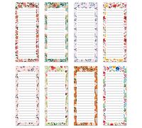 Three Oaks 8 Pack Scandi Farmhouse Floral Magnetic Notepads 50sheets Per Pad 3.5"x9" for Fridge,Shopping List Grocery List,to do List,Memo,Remider,Note,Recipes
