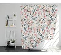 Three Oaks Farmhouse Fabric Boho Shower Curtain, Watercolor Floral Peony Bathroom Botanical Meadow Decoration Shower Curtain Sets 72x72 Inch with Hooks