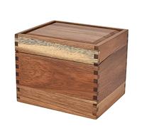 Three Oaks Vintage Acacia Wood Farmhouse Retro Rustic Recipe Box with Divider Tabs Recipe Holder