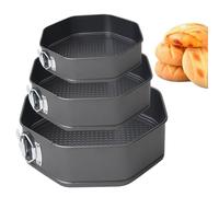 Three Octagonal Shapes - Baking Mould Sets, Cheesecake Cake, Durable Carbon Steel Baking Mould Set, Mousse Coffee Cake Lasagna Mould | For Creations By Baking Begeis