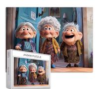Three Old Ladies Laughing at The Door 1000 Piece Jigsaw Puzzles for Adults Cartoon Art Jigsaw Puzzle Challenging Family Activity Games Colorful DIY Craft Puzzle for Home Decor Gifts 27×20 Inches