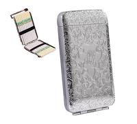 Three Open Alloy Cigarette Case, Peaky Blinders Creative 3-Sided Carved Case Classical European,for Holds 20 110mm Cigarettes,Unique Birthday Christmas Gifts for Women Men,Silver