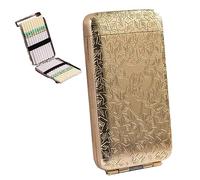 Three Open Alloy Cigarette Case, Peaky Blinders Creative 3-Sided Carved Case Classical European,for Holds 20 110mm Cigarettes,Unique Birthday Christmas Gifts for Women Men,Gold