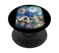 Three Opossum Moon - Cosmic Screaming Critters PopSockets Adhesive PopGrip