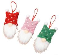 Three or Six Piece Knit Gnome Ornament Set for Christmas Hanging Decorations Featuring Traditional Scandinavian Design Soft Textile Pendants (B)