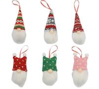 Three or Six Piece Knit Gnome Ornament Set for Christmas Hanging Decorations Featuring Traditional Scandinavian Design Soft Textile Pendants (C)