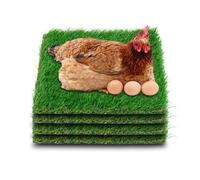 THREE ORANGES Chicken Nesting Box Pads, Washable Artificial Grass Nesting Pads Cuttable Chickens Nest Box Bedding Liners for Hen Coop Egg Duck Chicks Goose 12x12x1.35inch (4 Pack)