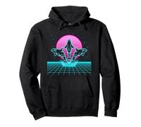 Three Orcas Retrowave Synthwave 80s Ocean Night Pullover Hoodie
