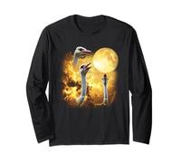 Three ostrich Howling At The Moon yellow tie dye ostrich Long Sleeve T-Shirt
