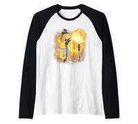 Three ostrich Howling At The Moon yellow tie dye ostrich Raglan Baseball Tee