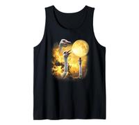 Three ostrich Howling At The Moon yellow tie dye ostrich Tank Top