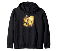 Three ostrich Howling At The Moon yellow tie dye ostrich Zip Hoodie
