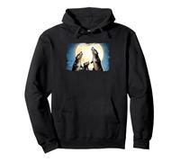 Three Otters Howling at the Moon Otter Lover Full Moon Pullover Hoodie