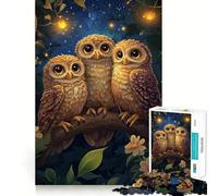 Three Owls in The Night Jigsaw Puzzles 1000 Piece for Teenagers Improve Memory Relaxing Fun Sharp Edge Unique Gift (38x26cm)