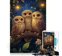 Three Owls in The Night Jigsaw Puzzles for Teenagers 1000 Brain Workout Toy Simple Fun Image Assembly Cherished Gift (38x52cm)